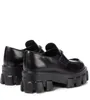 Sapatos casuais femininos mocassim sapatilhas plataforma tênis preto couro de bezerro Monolith mocassins de couro escovado tênis feminino pop com caixa