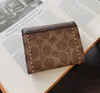 Women Print Short Rivet Designer Wallets Fold Card Holders Fashion Vintage Lady Clutch Wallet Coin Purse Multi Funcito D