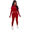 Fall Women Active Tracksuits Two Piece Set Long Sleeve Letters Printed Sweatshirt Top And High Waist Sport Pants Outfits