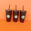 Mermaid Goddess Starbucks 24oz/710ml Plastic Mugs Kraflo Tumbler Reusable Clear Drinking Flat Bottom Pillar Shape Lid Straw Discoloration Cups mug