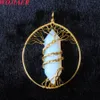 Arbre de vie pierre naturelle couleur or fil enroulé pendentif en cristal pour la fabrication de bijoux collier 10 pcs/lot vente en gros BO966