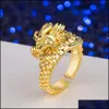 Band Rings Dragon Head Men Punk Boyfriend Gift Party Gold Ring Drop Deliver