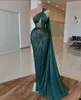 One Shoulder Sexy Prom Dresses Sexy Sequins Lace Satin Mermaid Evening Gown Floor Length Custom Made Sleeve Party Dress