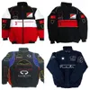 F1 racepak herfst- en winterteam volledig geborduurd katoenen kussenjack met logo