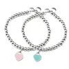 Braccialetti di fascino perle a cuore blu bracciale bracciale in acciaio inossidabile marca a pendente rosa marca tif design donne eleganti gioielli regalo br190m