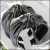 Headbands Handmade Knot Headband Twist Leather Pu Zipper Chain Wide Edge Bow 211323 Drop Delivery 2021 Jewelry Hair Bdesybag Dh50O