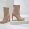 Boot Women Angle Boots 11 см высотой тонкие каблуки Сексуальные сплошные короткие заостренные квадратные квадратные квадратные фальшивые замшевые леопардовые женщины.