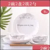 Tigelas 8pcs japoneses e pratos colheres de pauzinhos de ramen macarrão de cerâmica tigela de cerâmica conjunto de garoto de jantar entrega 2021 home jardim mjbag dhp0i