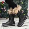 Botas de neve de bota Mulheres Mulheres luxuosas sapatos quentes de joelho de alta qualidade Lado peludo para 1203