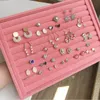 Pink Velvet B/M/S Halskette Ohrringe Aufbewahrungsbox Vitrine Schmuckständer Halter Ring Schmuck Display Organizer Case Tray Holder 220819