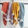 Blankets Swaddling Infant Baby Muslin Swaddle Wrap Ered Blanket Wraps Nursery Bedding Towelling Bath Towel Balls Tassel Babi Mxhome Dh9Jy