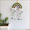 Andere home decor ins stijl kamer decoratie handgemaakt geweven katoenen touw regenboog hangende decor muur hangen met vilt ball po p yydhhome dhptm