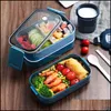 Dinnerware Sets Japanese Style Mti-Layer Lunch Box Container Storage Portable Leak-Proof Bento For Kids With Soup Cup Bre Carshop2006 Dhpzu