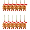12pcs Gingerbread Man Christmas Tree Ornamentos pendurados Pingente Xmas Cute Funny Kid Gift Navidad Home Ano Novo Decoração