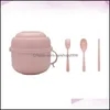 Bowls 1 Set Of Wheat St Soup Bowl Large Capacity Container Practical Lunch Box Pink Drop Delivery 2021 Home Garden Kitche Carshop2006 Dhwxg