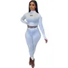 Fall Women Active Tracksuits من قطعتين محددات أحرف طويلة الأكمام مطبوعة من النوع الثقيل وملابس السراويل الرياضية عالية الخصر