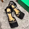 2022 designers Women high heel Sandals Slippers sexual Leather Mesh Sandal slides Top Designer Sparkle Stretch Ladies party wedding Dress shoes Size from US 6-11