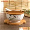 Dinnerware Sets Japanese Style Rice Noodle Bowl With Lid Spoon And Chopstick Kitchen Tableware Ceramic Salad Soup Contain Carshop2006 Dhhka