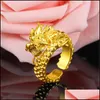 Band Rings Dragon Head Men Punk Boyfriend Gift Party Gold Ring Drop Deliver