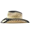 Western Hollow Simple Cowboy Strape Hat Women Men Men Made Fedora Sombrero Hombre Beach Cowgirl Jazz Sun Hat