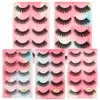 New Arrival 5 Pairs Natural Thick False Eyelashes Set Soft Light Reusable Hand Made Multilayer 3D Fake Lashes Curly Crisscross Eyelashes Extensions Color Tray
