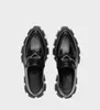 Sapatos casuais femininos mocassim sapatilhas plataforma tênis preto couro de bezerro Monolith mocassins de couro escovado tênis feminino pop com caixa