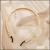 Headbands Pearls White Faux Pearl Rhinestones Hairbands Bridal Hair Hoop Wedding Accessories For Women Girls 211267 Drop Del Bdesybag Dhrev