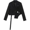 IEFB MEN S Chic Short Blazer Autumn Autumn Disachable Suite Suit Suit Doat Irregular HEM Fashion Design Black Jacket 9y9250 220819