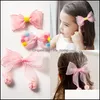 Hair Accessories 3Pcs/Set Girls Hairpins Set Lace Ribbon Bows Clips Solid Color Headdress Kids Sweet Headwear Fashion Haires M Mxhome Dhqed