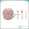 Bowls 1 Set Of Wheat St Soup Bowl Large Capacity Container Practical Lunch Box Pink Drop Delivery 2021 Home Garden Kitche Carshop2006 Dhwxg