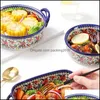 Bowls Polish Ceramic Handle Bowl Household Oven Microwave Special Binaural Soup Instant Noodle Net Celebrity Drop Deliver Packing2010 Dhgp9