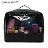 2021 Yeni şeffaf büyük kapasiteli kozmetik çanta kadın seyahat depolama portatif su geçirmez makyaj çantaları 220820