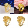 Band Rings Dragon Head Men Punk Boyfriend Gift Party Gold Ring Drop Deliver