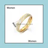 Bandringe Titanstahl Paarringe Gravierter Name Goldene Wellen Hochzeit Versprechen Schmuck Für Frauen Und Männer Drop Lieferung Sexyhanz Dh0X1