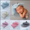 Pillows Newborn Infant Baby Props Pography Cute Veet Pillow With Bowknot Headband Props-Posing And Set Mxhome Drop Delivery 20 Mxhome Dhk5C