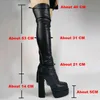 Bota Sexy Ladie plataforma marca elegante largo muslo alto para mujeres Goth Stretch elástico tacón grueso sobre la rodilla 220805