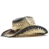 Chapeau de Cowboy naturel 100% pour femmes et hommes, tissé à la main, avec pompon, pour l'été, Sombrero Hombre, chapeaux de plage