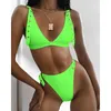 Bikinis Set 2022 Neon Green High Waist Bikini Women Adjust Strap Swimsuit Thong Swimwear Female Two Pieces Brazilian Bathing Suit