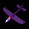 DIY Hand Throw LED Lighting Up Flying Glider Plane Toys Foam Airplane Model Outdoor Games Flash Luminous Toys for Children Dh978