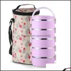 Dinnerware Sets 5-6 Layer Stainless Steel Lunch Box School Office Portable Storage Container Round Japanese Bento For Kid Carshop2006 Dh6Jz
