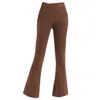 NWT L-06 Women High Waist Yoga Flared Pants Wide Leg Sports Trousers Solid Color Slim Hips Loose Dance Tights Ladies Gym Plus Size Leggings