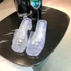 Fashion Luxury Ladies Rubber High Heels Sandals Flat Transparent Slippers Designer Crystal Candy Color Beach Shoes Outdoor Jelly Sandals Flip-Flops Non-Slip 35-41