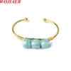 Fine Retro Retro Stone Natural Quartz Pulset de punho para mulheres 2022 Trend Girls Gold Color Open Jewelry Gift Bo963