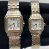 Женщины смотрят набрать золото/серебряную из нержавеющей стали Quartz Lady Watch с бриллиантами элегантные наручные часы Montre de Luxury Fashion