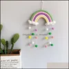 Other Home Decor Ins Style Room Decoration Handmade Woven Cotton Rope Rainbow Hanging-Decor Wall Hanging With Felt Ball Po P Yydhhome Dhptm