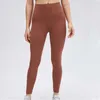 NWT L-85 Naked Material Women yoga leggings Outfits Solid Color Sports Gym Wear Pants High Waist Elastic Fitness Lady Overall Tights Workout