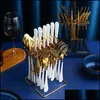 Dinnerware Sets Stainless Steel Cutlery Set 24Pcs/6Sets Of Dishes Tableware Tourist Knifes Spoons Forks Kitchen Utensils Carshop2006 Dhujt