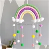 Other Home Decor Ins Style Room Decoration Handmade Woven Cotton Rope Rainbow Hanging-Decor Wall Hanging With Felt Ball Po P Yydhhome Dhptm