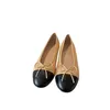 Sandali con tacco basso da balletto da donna Designer Bow Pantofole in pelle con punta tonda estiva vintage