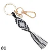 수제 Tassel Macrame Keychains Boho 수제 키 홀더 가방 자동차 교수형 보석 선물 꼰 코튼 로프 짠 키 체인